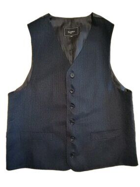 Tzarelli Dress Vest Waistcoat Mens 40R Striped  Navy Blue 6 Button Italy